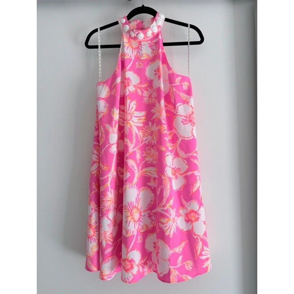 Lilly Pulitzer Alli Halter Swing Dress - Pink Floral, Size M